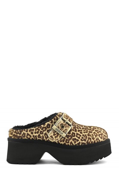 Cowhide sabot with plateau outsole
