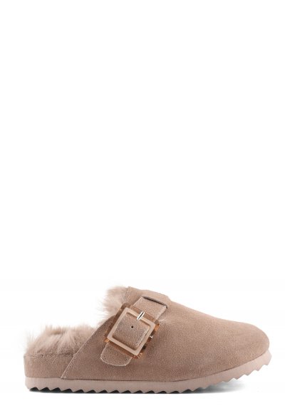 Cow suede sabot