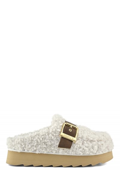 Platform sabot in teddy fur