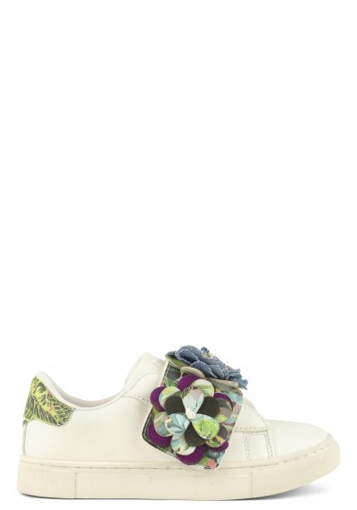 Kids sneaker with functional velcro strap and printed flower mix