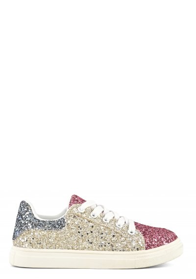 Sneakers in glitter with laces