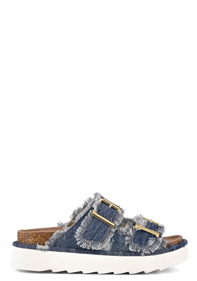 Denim platform sandal
