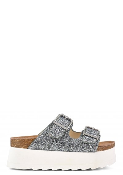 Glittered platform metal buckles