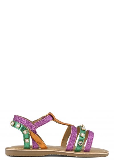 Leather sandal with stones