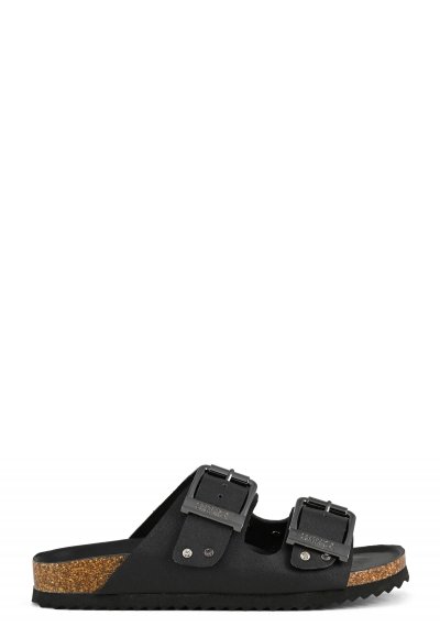 Two buckle nubuck sandal with rhinestones