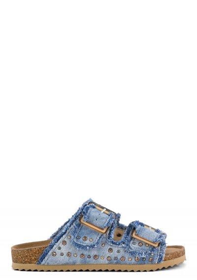 Denim sandal with rhinestones