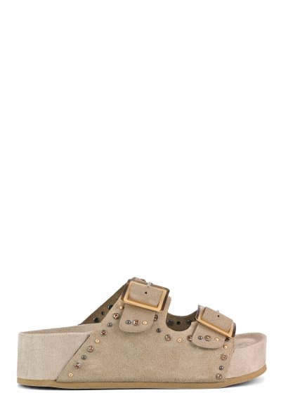 Wedge sandal with anatomical insole and rhinestones