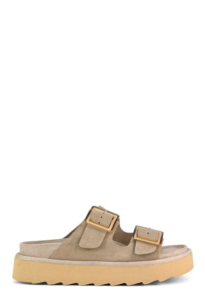 Platform sandal in leather