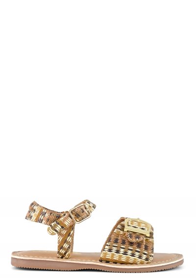 Raffia sandal with buckles