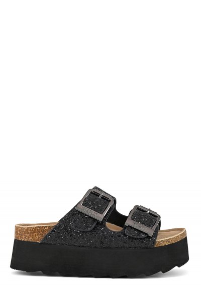 Glittered platform metal buckles