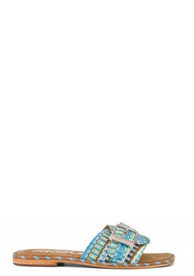 Monoband sandal in raffia multicolor