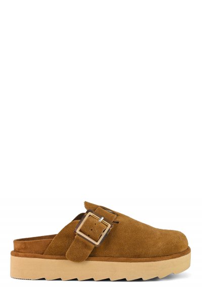 Platform sabot in leather