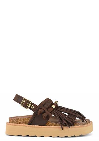 Nabuck sandal maxi fringes