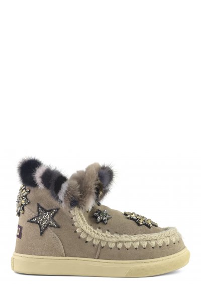 Eskimo sneaker star patches & mink fur trim ELGRY