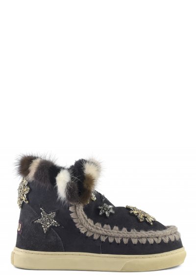 Eskimo sneaker star patches &amp; mink fur trim OFFB
