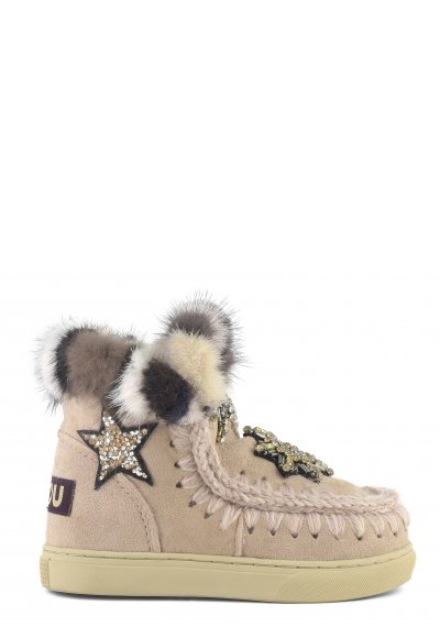 Eskimo sneaker kid star patches & mink fur trim ROBE