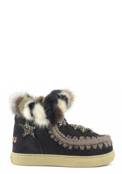 Eskimo sneaker kid star patches & mink fur trim OFFB