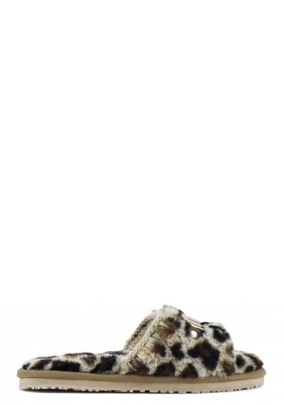 Slide fur slipper with logo BKLEO