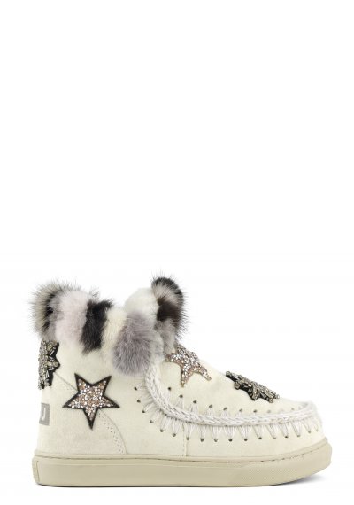 Eskimo sneaker star patches &amp; mink fur trim VAN