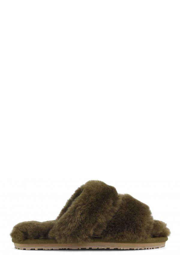 2 stripes sheepskin fur slipper MIL