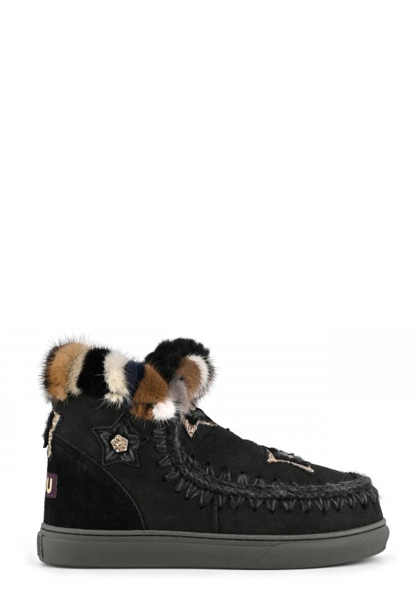 ESKIMO SNEAKER STAR PATCHES &amp; MINK FUR TRIM BKBK