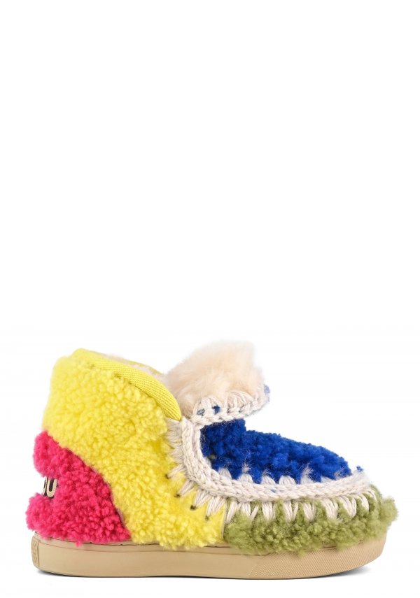 KIDS SNEAKER CURLY SHEEPSKIN PATCHWORK MULTI