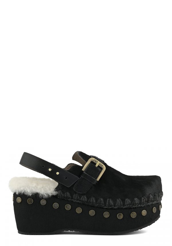 Pony Skin Clog Back Strap BKBK
