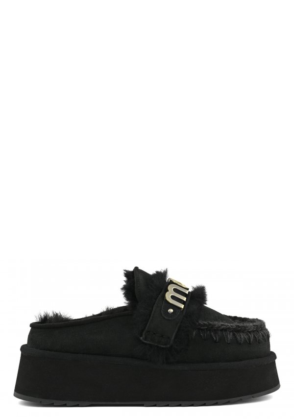 Platform Clog With Strap Logo BKBK