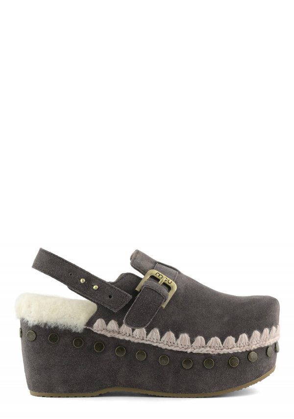 Suede Clog Back Strap MOCHA