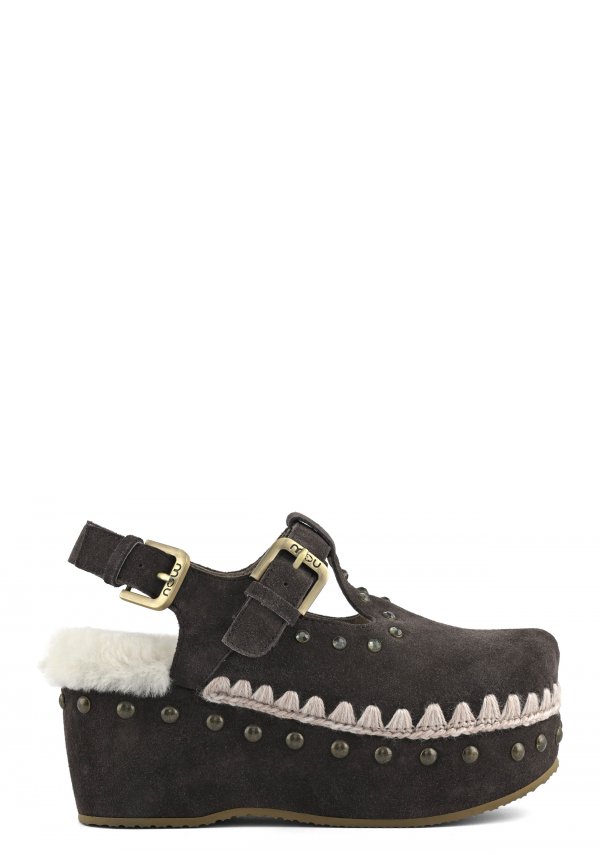 Suede Clog With Stones MOCHA
