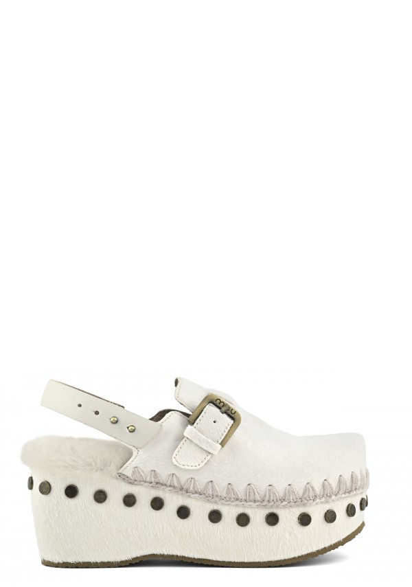 Pony Skin Clog Back Strap WHI