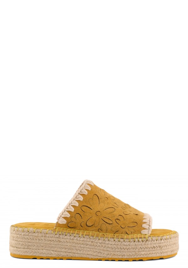 Jute clog with flower cuts AMBGO