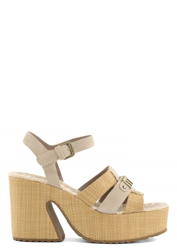 Raffia platform ankle strap CHLK