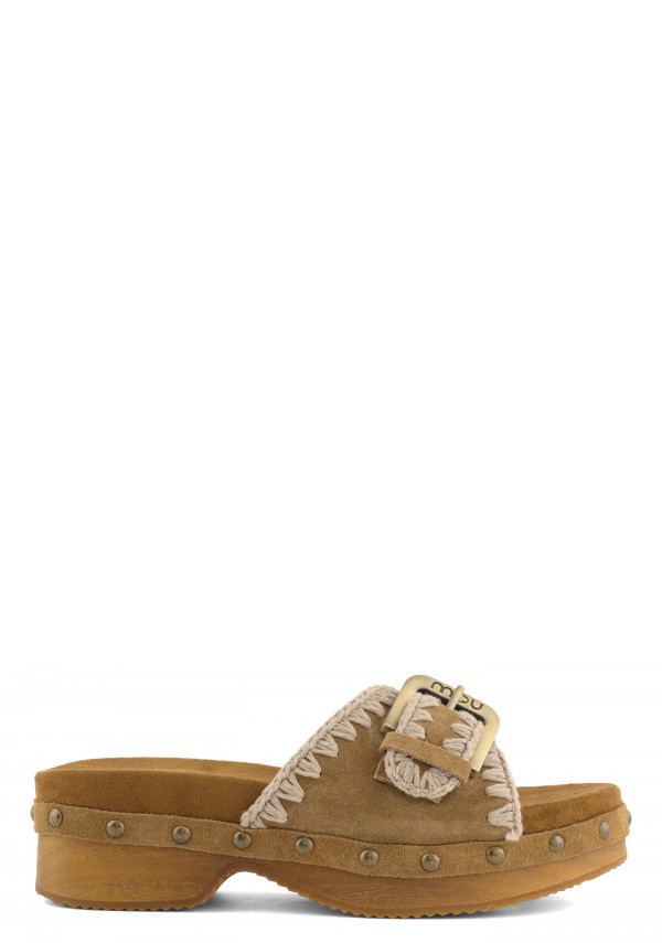 Low Heel Wood Clog With Buckle COG