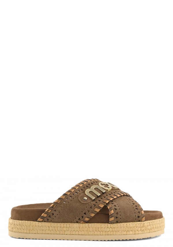 Criss-cross Sandal Metal Stitching NUTBR