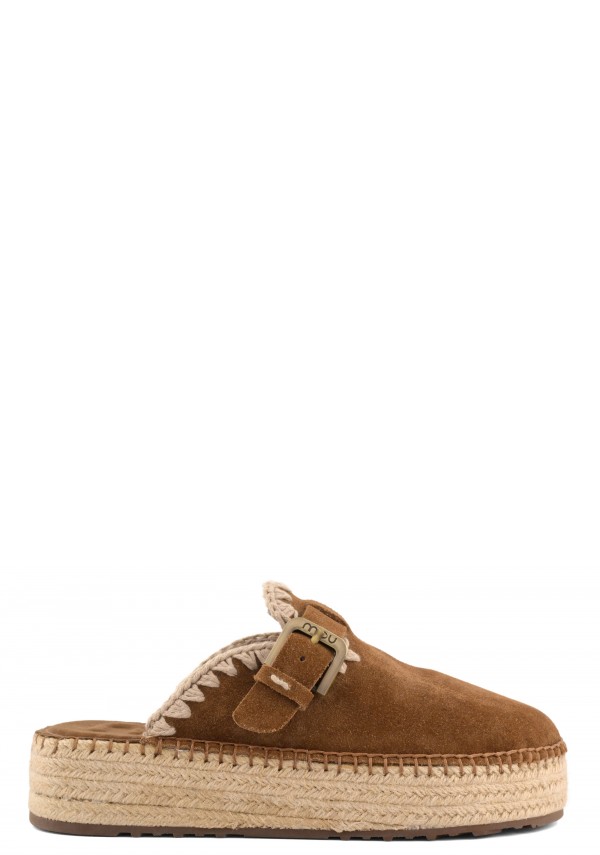 Jute Clog Plain Suede NUTBR