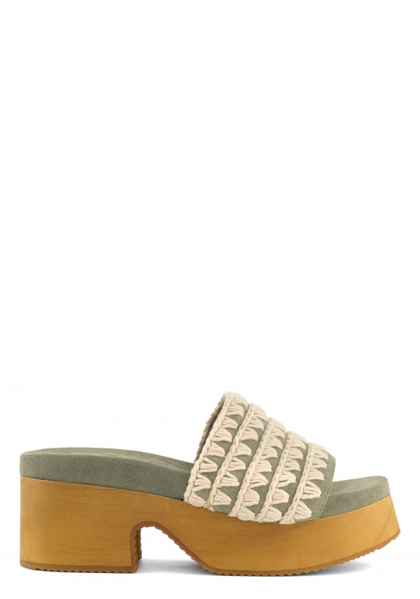 Monoband High Heel Wood Clog OLI