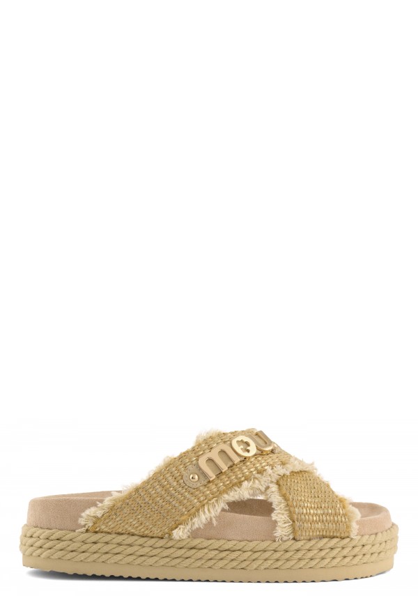 Criss-cross Sandal Raffia Metal RMNAT